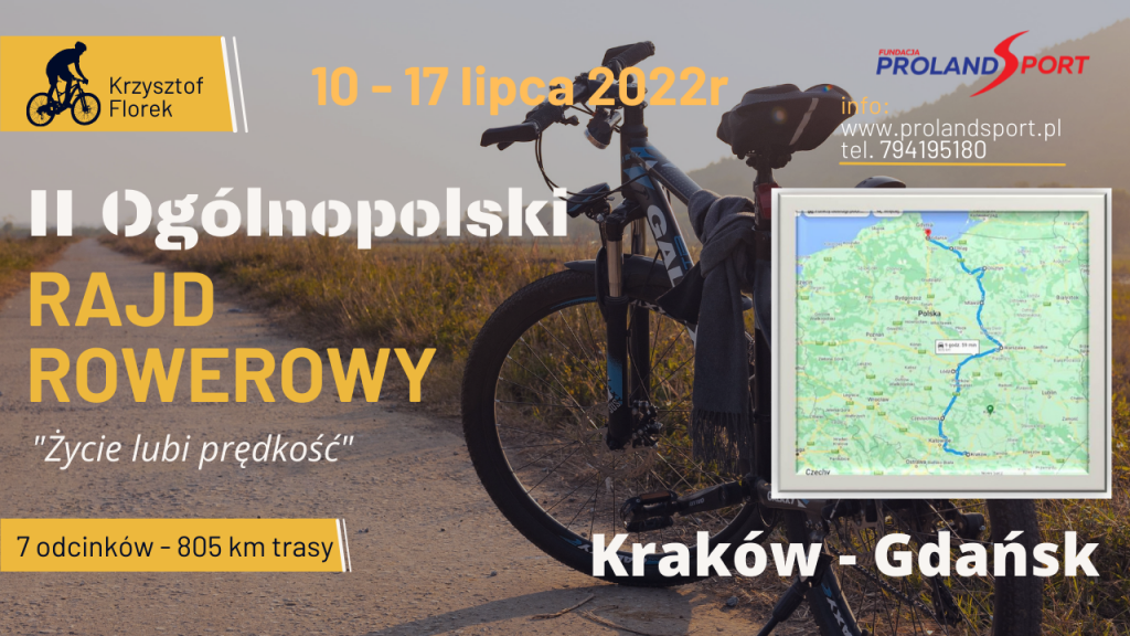 rower rajd rajdrowerowy kraków gdańsk morze mapa ogólnopolski